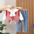 Casual Sweater Vest Three Piece Set Baby Girl Scarf Shirt Long Sleeve Set